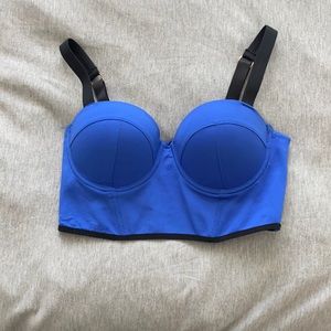 Blue bebe bustier crop top